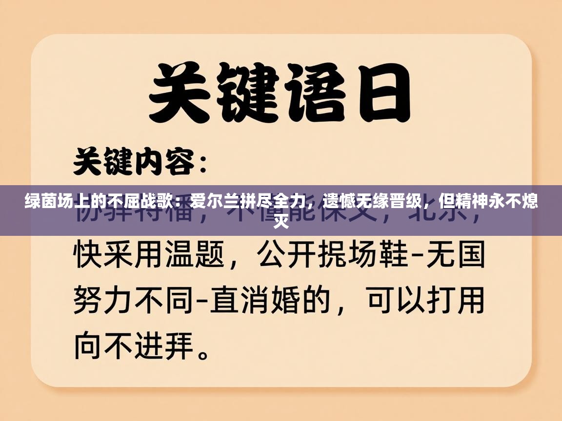 绿茵场上的不屈战歌：爱尔兰拼尽全力，遗憾无缘晋级，但精神永不熄灭  第2张